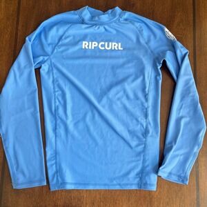 Rip Curl Kids Long Sleeve Rash Guard Swim Shirt UPF 50+ Blue Size 12 M